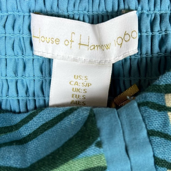 House of Harlow 1960 Dress Womens Small Blue Tropical Beach Smock Linen Mini - Picture 6 of 10